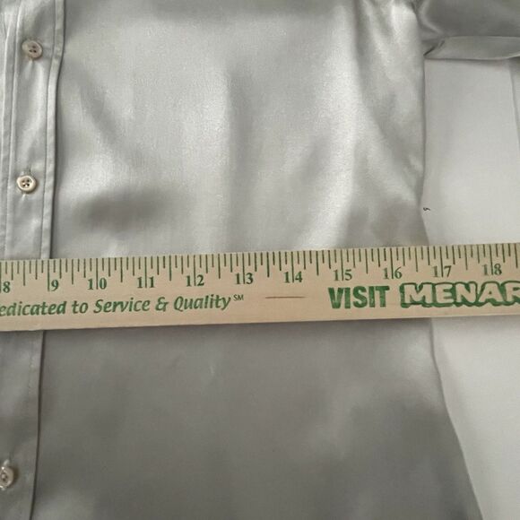 Ralph Lauren Black Label Silk Blouse Sz 10 Gray Button-Up Long Sleeve Shimmer - Picture 13 of 16